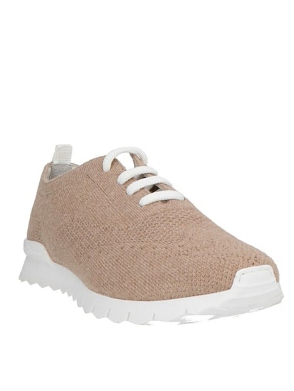 Kiton Men's Knit Lace-Up Sneakers in Camel and White